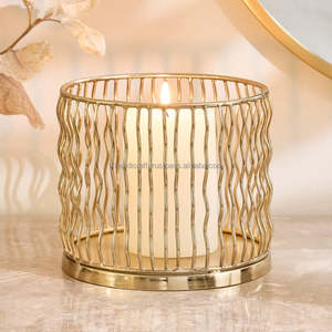 Nouvelle décoration de table de noël vient de lancer le support de pilier de bougie en métal de fil de zigzag d'or pour les fêtes de mariage de ramadan bas - Product Image 5