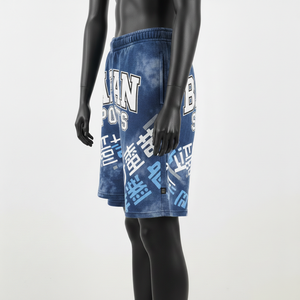 Shorts deportivos de algodón grueso de 320 GSM con lavado ácido azul, tela transpirable, logotipo personalizado con serigrafía en relieve, shorts para mujer - Product Image 4