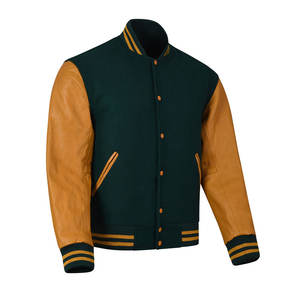 แจ็คเก็ตวาร์ซิตี้ผู้ชายสไตล์ไฮสตรีทขายส่ง ปักโลโก้ตามสั่ง หนังแท้ - Product Image 2