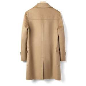 Wholesale Hot Sale Plus Size <b>Men's</b> Casual Fashion Camel <b>Wool</b> <b>Overcoat</b> <b>Long</b> Duffle Coat With Notched Lapel And Horn Toggle Button - Product Image 2