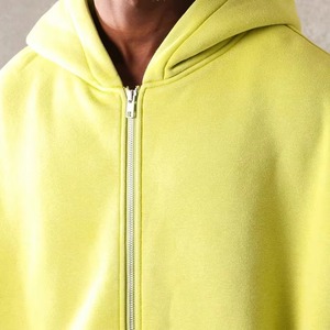 500 Grams Men's Casual Hooded <b>Zip</b>-<b>Up</b> <b>Jacket</b> in Hoodie for Men Fluorescent Green Bright Yellow Pullover Custom Hoodies - Product Image 3