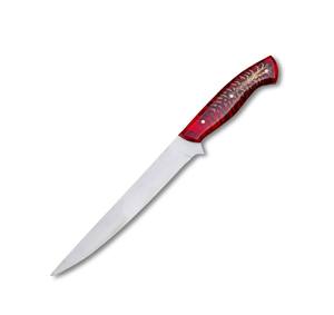 Cuchillo de Filetear Personalizado de Timber Steel Enterprises, Hoja de Acero Inoxidable, Borde Recto, Mango Rojo, Punta de Lanza, para Pesca y Caza, Garantía de 3 Años - Product Image 1