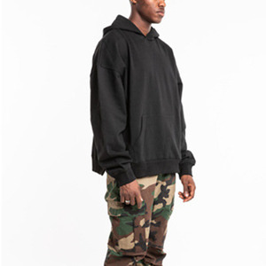 Unisex Regular Fit <b>Black</b> Hooded Pullover <b>Sweatshirt</b> 100% Cotton Fleece Casual Autumn Wear Front Pocket Anti-Pilling Breathable - Product Image 3
