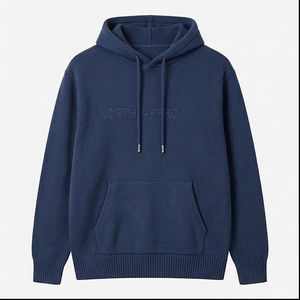 Sweat à capuche tricoté surdimensionné pour homme North Approach avec poche avant et logo en relief – Tenue décontractée pour l'automne - Product Image 1