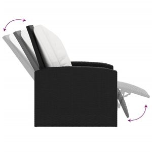 Black Poly <b>Rattan</b> Patio <b>Reclining</b> <b>Garden</b> <b>Chair</b> with Cushions - Product Image 6