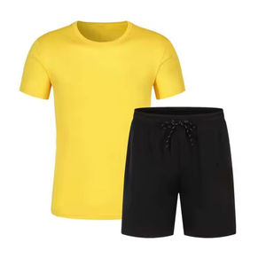 Ensemble deux pièces décontracté pour homme, en coton respirant et à séchage rapide, avec logo personnalisé, haute qualité, manches courtes, coupe ajustée, longueur genou, design 2-en-1, collection automne - Product Image 3