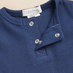 Body de manga larga de elastano de bambú orgánico de calidad premium-Azul marino - Product Image 3