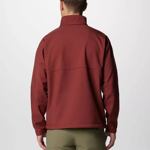 Chaqueta de Forro Polar Roja para Hombre, Cuello Alto, Cierre de Cremallera, Resistente al Viento, Informal, para Otoño, Corte Regular, Color Sólido, Material de Poliéster - Product Image 2
