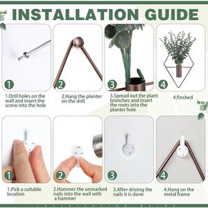 8 Pièces de Vases Suspendus en Métal Géométriques Modernes Style Bohème, Supports Intelligents pour Plantes d'Intérieur, Eucalyptus Artificiel pour Décoration Murale de Salle de Bain - Product Image 6
