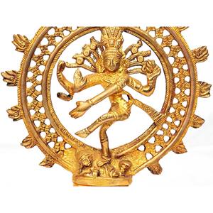 Sculpture en laiton faite à la main de 8 pouces Lord Shiva As Nataraja fabriquée en Inde pour offrir - Product Image 3