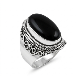 Black Onyx Statement <b>Ring</b> 925 Sterling <b>Silver</b> Vintage Boho Handmade Gemstone <b>Ring</b> <b>Men</b> Women Gift Jewelry for Christmas Gift <b>Men</b> - Product Image 3