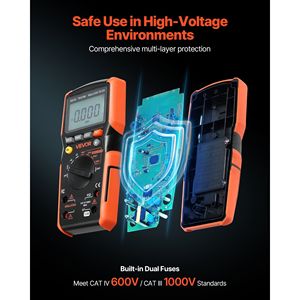 Multimetro digitale Auto/manuale gamma 4000-Count TRMS voltmetro ohmmetro 1000V AC/DC Tester di tensione per la misura di continuità - Product Image 5