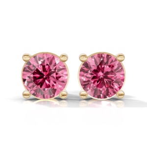 Boucles d'oreilles classiques unisexes Heerani Jewels en argent sterling 925 plaqué or avec saphir rose serti de griffes - Product Image 4