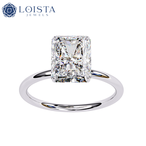 แหวนเพชรทรงเอเมอรัลด์ LOISTA แพลตตินั่ม สำหรับผู้หญิง แหวนหมั้นคลาสสิก ได้รับการรับรองจาก GIA สี D ธรรมชาติ - Product Image 3