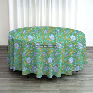 Cotton Block Printed Round Dining Table <b>Linen</b> Cloth Custom Table Cover Best Price <b>Tablecloth</b> for Home or Commercial Use - Product Image 4