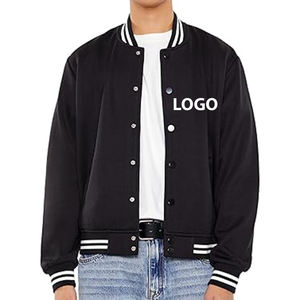 Nueva Chaqueta Varsity Negra para Hombre, Cierre de Botones Frontales, Corte Regular, Estilo Casual para Otoño, Cuello Camisero, Forro Polar - Product Image 4