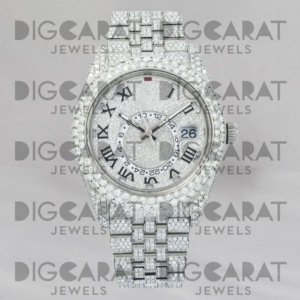 Reloj de Lujo Unisex con Diamantes de Moissanita Redondos de Diseño Premium, Resistente al Agua, con Cuarzo - Product Image 1