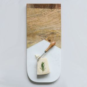 Tabla de cortar de lujo de mármol y madera de acacia para chefs profesionales, preparación de alimentos en la cocina y presentación elegante en la mesa. - Product Image 2