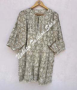 Mini robe Elizabeth imprimée à motif de fleurs pour femmes, manches 3/4 avec boutons, nouveauté, été - Product Image 1