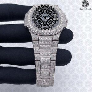 Reloj de Lujo Charm_Jewells para Hombre, con Incrustaciones de Diamantes, Acero Inoxidable, 42mm, Esfera Analógica, Caja Tonneau, Diseño Hueco - Product Image 1