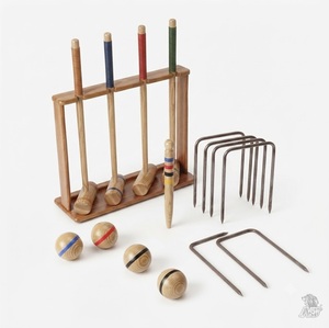 Jeu de croquet de jardin de qualité supérieure avec maillets en bois dur, balles colorées et cerceaux en acier – Équipement sportif d'extérieur pour pelouse - Product Image 5
