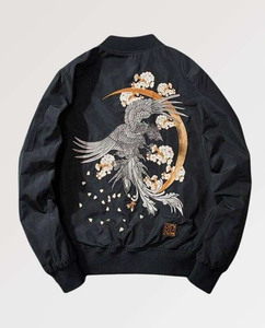 Veste bomber de style japonais de haute qualité, broderie Yosukajan, veste en satin, veste traditionnelle à motifs tatoués, veste Sukajan, vestes universitaires - Product Image 2