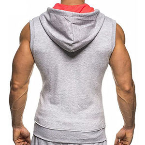 Sudadera con Capucha Personalizada con Logotipo, 100% Algodón, Felpa Sólida, para Hombre, Deportiva, Sin Mangas, con Cordón Ajustable, Ecológica y Transpirable - Product Image 3