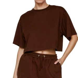 Women's Cotton Oversized Crop <b>Top</b> <b>and</b> Above Knee <b>Shorts</b> Two Piece <b>Set</b> Matching Clothing <b>Shorts</b> <b>and</b> Shirt <b>Set</b> - Product Image 2