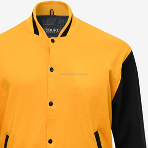 Chaqueta universitaria barata de algodón de alta calidad personalizada chaquetas doradas unisex con letras bordadas - Product Image 3