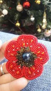 Broche de Corazón Rojo Hecho a Mano con Cuentas, Ojo Turco, Cuentas de Vidrio, Cristal y Pedrería, Pin Bordado para Ropa, Bolsos y Chaquetas - Product Image 2