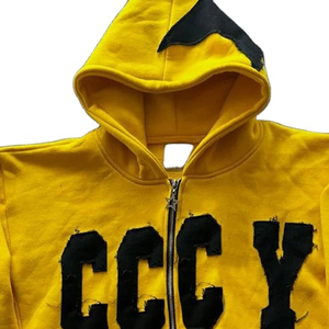 New Custom Men's Plain Hoodie <b>Thick</b> Cotton Zip Up Distressed Oversize Hoodies Breathable Quick Dry Low MOQ Men's Hoodies - Product Image 5