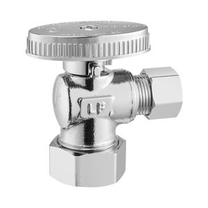 Confezione da 10 Valvole di Arresto Angolare a 1/4 di Giro, Ingresso a Compressione da 1/2 Pollice (5/8 Pollici OD) e Uscita a Compressione da 3/8 Pollici (OD), Valvole di Chiusura Acqua - Product Image 1