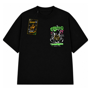 Graffiti BOMBER เสื้อยืดแขนสั้นสำหรับผู้ชายขนาดใหญ่1980พิมพ์ลายเสื้อคอกลมผ้าฝ้ายสีทอง - Product Image 4