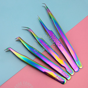 แหนบต่อขนตาปลอมน้ำหนักเบา90องศาสำหรับแฟนๆปากคีบปลายแหลมไฟเบอร์ - Product Image 1