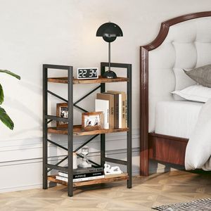 Modern 3-Tier Industrial Metal Etagere <b>Bookcase</b> Rustic <b>Small</b> Bookshelf Storage Organizer for Living Room or Bedroom - Product Image 5