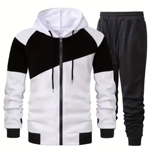 Survêtement de jogging décontracté pour homme, personnalisé, imperméable, à capuche, léger, 100 % coton, motif uni, collection automne - Product Image 1
