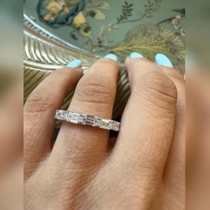 Luxury <b>Emerald</b> Cut Lab Grown Diamond <b>Ring</b> In 925 Sterling <b>Silver</b> For Women Perfect For Engagement Wedding And Anniversary Gift - Product Image 4