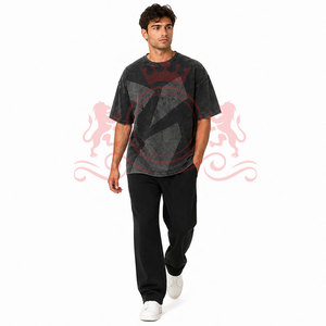 T-shirt décontracté durable effet délavé avec épaules tombantes, coutures de qualité supérieure et coton doux pour un style au quotidien - Product Image 3