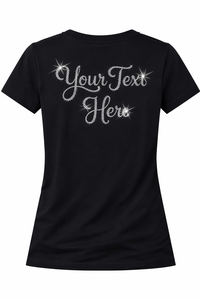 Camiseta Oversize para Mujer Azul Marino y Negra con Estampado de Pedrería, Estilo Urbano Casual de Algodón, Ajuste Holgado, con Logotipo Personalizado - Product Image 4