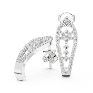 UNIQUE LAB GROWN DIAMOND RHODIUM PLATED LUXURY EAR <b>CUFFS</b> SET 18KT WHITE GOLD Certified DAILY/ PARTY WEAR GIFTING WOMEN CUT - Product Image 4