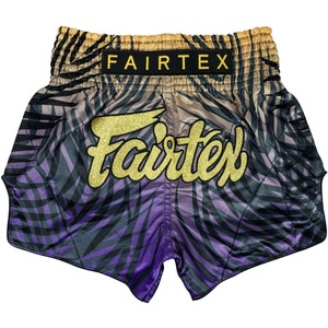 กางเกงมวยไทย Fairtex สีม่วงดำลายเสือพิมพ์โลโก้กลิตเตอร์ สำหรับผู้ชาย ชุดกีฬาต่อสู้แบบผสมผสาน ทรงปกติ กางเกงคิกบ็อกซิ่งสั่งทำพิเศษ - Product Image 1