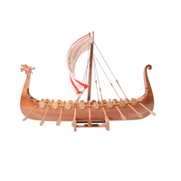 B028 - Modèle de navire viking Drakkar en bois peint à la main, décoration maritime historique, article cadeau personnalisé 64Lx16.5Wx50H cm
