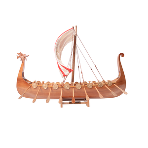 B028 - Modelo de Barco Vikingo Drakkar de Madera Hecho a Mano, Decoración Marítima Histórica, Artículo de Regalo Personalizado 64Lx16.5Wx50H cm - Product Image 3