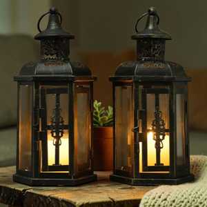 Lanterne vintage porte-bougie suspendue en fer, lanterne nordique, lanterne rustique pour centre de table de mariage - Product Image 1