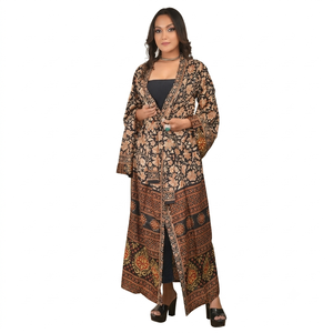 Japanese Style Recycled Silk <b>Kimono</b> Women's Floral Print <b>Long</b> Casual Robe with Cut <b>Sleeves</b> Comfortable Loungewear - Product Image 1