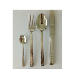 Ensemble de couverts en laiton au design moderne, en acier inoxydable poli miroir, vaisselle élégante pour table à manger, fournitures de couverts pour hôtels en promotion - Product Image 1