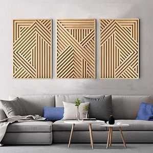Panneau mural en bois géométrique moderne, décoration murale en bois artisanale pour salon, chambre et décoration intérieure - Product Image 1