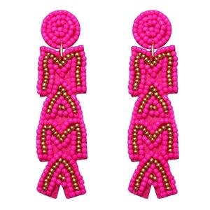 Nouvelle mode MAMA Dangle Seed perlé boucles d'oreilles pendantes avec strass femmes boucles d'oreilles goutte pour maman cadeaux boucles d'oreilles créoles d'Inde - Product Image 1