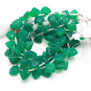 Cuentas de Ónix Verde Natural en Forma de Hoja, Talladas a Mano, para Joyería, 10-11MM - Product Image 3