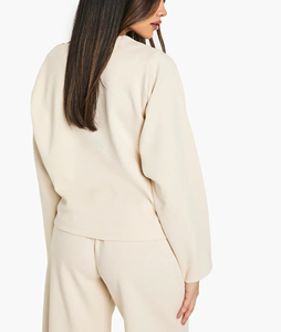 ODM Custom Heavy Cotton Fleece Printed Winter Season Use <b>Drop</b> Shoulder O-Neck Full Zip Oversized Streetwear Eco-Friendly Ladies - Product Image 3